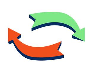 Double arrows pointing in opposite directions. Switch, swap, reverse movement symbol. Change and exchange, dual pointers