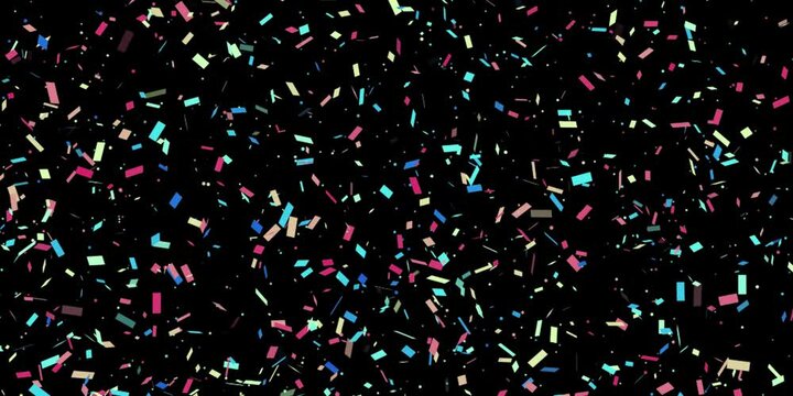 Confetti explosion animated on transparent background. Colorful party popper shooting motion graphic with alpha channel. Paper shoot, particle, dynamite, heart, star, smile, circle, rectangle.
