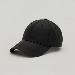   Realistic Black Baseball Cap Mockup — Single High-Resolution Cap on Solid Background for Branding and Product Design