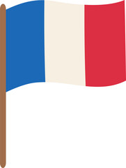 Flag of France. Isolated vector illustration of French flag in flat style. Waving flag. Suitable for stickers, emblem etc.	