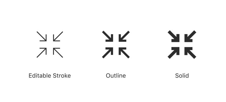minimize icon four 4 arrows icon meeting point, rally compact size small scale arrows icons . shrink icon resize in arrows