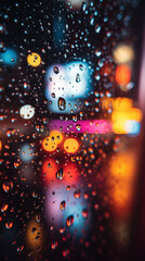 Water Droplets Reflecting City Lights at Night for Urban Poster
