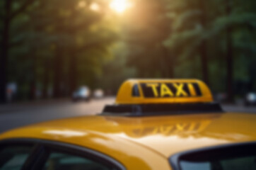 Obraz premium Yellow taxi sign on the street. Created using generative AI tools