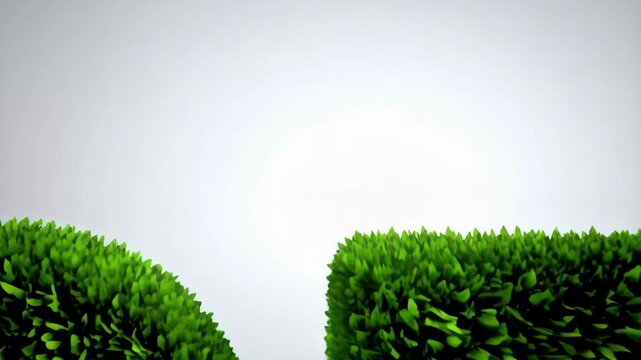 Numbers sixty-seven covered in dense bright green foliage on a white background, representing nature, growth, and environmental themes, stylized for graphic design.