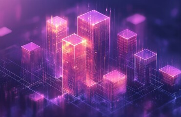 Naklejka premium Futuristic Data Visualization with Colorful Peaks and Glowing Effect in Abstract Setting