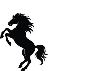 Wild Horse Rearing Silhouette,  Majestic Mustang Vector Art.