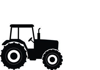 Tractor Silhouette,  Agricultural Farming Vehicle Vector Art.