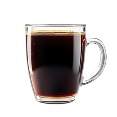 Black coffee in clear glass mug isolated on white background