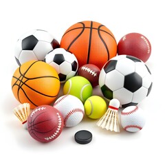 Diverse Sports Balls Collection Against White Background
