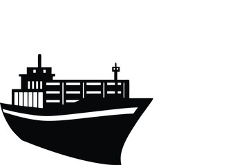 Obraz premium Cargo Ship Silhouette, Freight Vessel Vector Illustration.