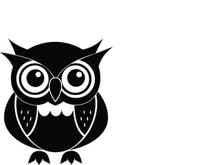 Cute Cartoon Owl Silhouette,  Fun Animal Vector for Kids.