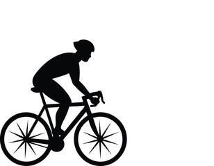 Obraz premium Cycling Silhouette, Biker Riding Bicycle Vector Art.