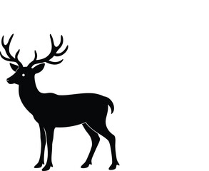 Deer with Antlers Silhouette,   Majestic Wildlife Vector Art.