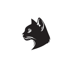 Cat head silhouette. Cat silhouette icon. Stylized Cat logo. Cat head icon.