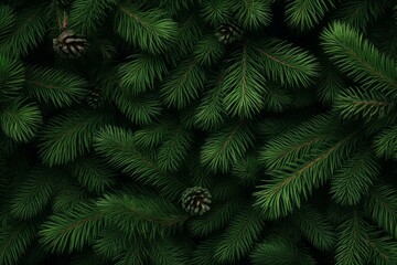 Christmas background showing pine branches and cones creating a festive and joyful atmosphere for winter holidays