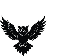 Flying Owl Silhouette,  Owl with Wings Spread Vector Art. new ,trendy, unique, 2025
