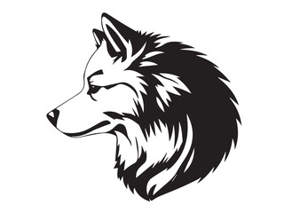 Fototapeta premium American Eskimo Dog silhouette on white background. Dog head icon. Dog logo design. Dog vector design.