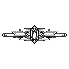 Minimalistic black and white line icon of a geometric ornament design  