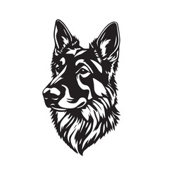 German Shepherd Dog silhouette on white background. Dog head icon. Dog logo design. Dog vector design.