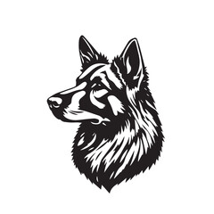 German Shepherd Dog silhouette on white background. Dog head icon. Dog logo design. Dog vector design.