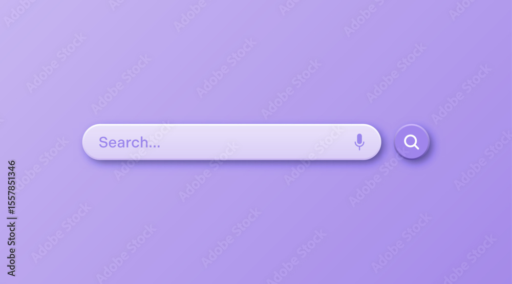 Fototapete colorful 3d search bar template. internet browser engine with search box, address bar and text field