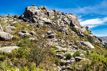 Walking around the Penameda hill in national park Peneda Geres in Portugal.