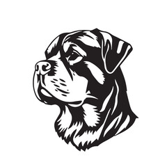 Rottweiler Dog silhouette on white background. Dog head icon. Dog logo design. Dog vector design.