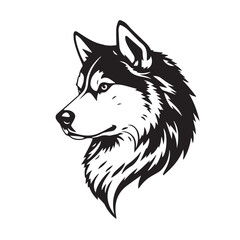 Siberian Husky Dog silhouette on white background. Dog head icon. Dog logo design. Dog vector design. © Shabeer
