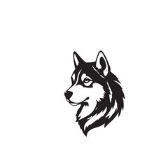 Siberian Husky Dog silhouette on white background. Dog head icon. Dog logo design. Dog vector design.