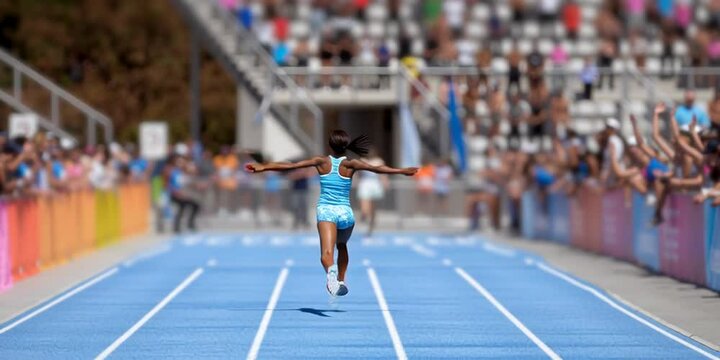 A sprinter is running on the track during a practice workout 