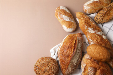 A delightful variety of Fresh Breads, beautifully displayed against a bright background
