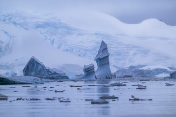 Paradise harbor Antarctica, towering Ice Bergs