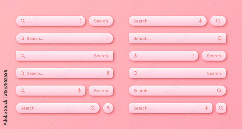 Fototapete colorful 3d search bar templates. internet browser engine with search box, address bar and text fiel