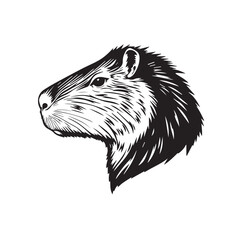 Capybara's head silhouette on white background. Capybara head icon. Capybara logo. 