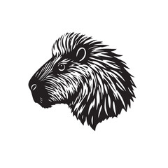 Capybara's head silhouette on white background. Capybara head icon. Capybara logo. 