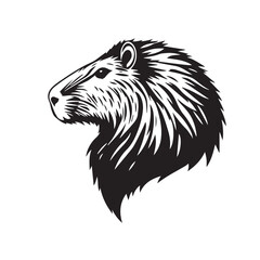 Capybara's head silhouette on white background. Capybara head icon. Capybara logo. 