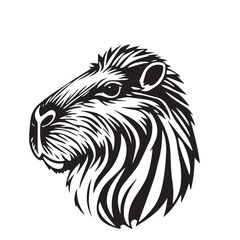 Capybara's head silhouette on white background. Capybara head icon. Capybara logo. 
