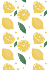 Lemon summer pattern on white background. Simple seamless pattern with lemons. Vector design for greeting card and invitation for seasonal summer vacation