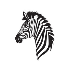 Fototapeta premium Zebra head silhouette on white background. Zebra head icon. Zebra head silhouette. Zebra icon. Stylized Zebra logo. 