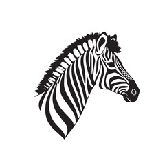 Zebra head silhouette on white background. Zebra head icon. Zebra head silhouette. Zebra icon. Stylized Zebra logo. 
