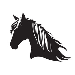 Horse head silhouette on white background. Horse head icon. Horse head silhouette. Horse silhouette icon. Stylized Horse logo. 