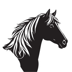 Horse head silhouette on white background. Horse head icon. Horse head silhouette. Horse silhouette icon. Stylized Horse logo. 