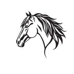 Horse head silhouette on white background. Horse head icon. Horse head silhouette. Horse silhouette icon. Stylized Horse logo. 