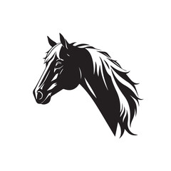 Horse head silhouette on white background. Horse head icon. Horse head silhouette. Horse silhouette icon. Stylized Horse logo. 