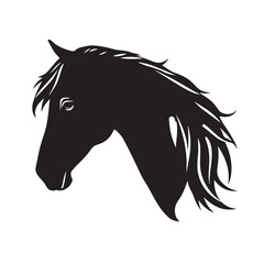 Horse head silhouette on white background. Horse head icon. Horse head silhouette. Horse silhouette icon. Stylized Horse logo. 