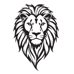 Obraz premium Lion head silhouette on white background. Lion head icon. Lion head silhouette. Lion silhouette icon. Stylized Lion logo. 