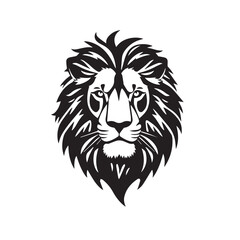 Lion head silhouette on white background. Lion head icon. Lion head silhouette. Lion silhouette icon. Stylized Lion logo. 