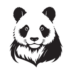 Panda head silhouette isolated on white background. Panda head icon. Panda head silhouette. Panda silhouette icon. Stylized Panda logo. 