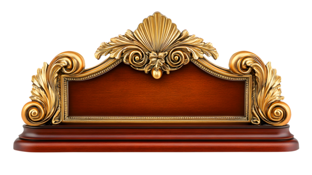 Ornate gold frame decorative panel with wood accent for elegant design elements