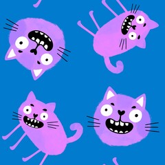 Naklejka premium Halloween animals seamless cats pattern for wrapping paper